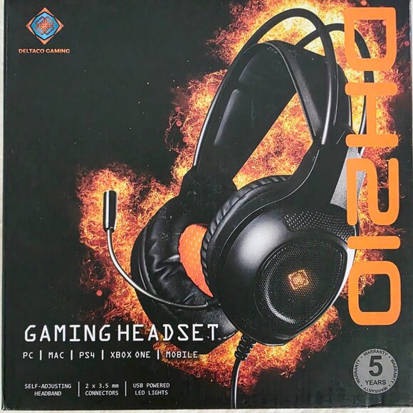 NWT Deltaco Gaming DH210 Gaming Headset- LED Lights- Flexible Microphone - Picture 3 of 10